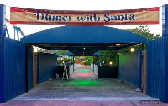 The main entrance for the Dinner with Santa event is (more or less) behind Bayside Stadium. (Where the "Winter Wonderland on Ice" skating show is held.)