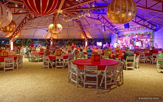 Most of the tables were large — with an 8 to 10 chair capacity per table. There were a couple of smaller 2 and 4 chair sized tables near the front (but never had anyone sitting at them). The larger tables, were the norm for most of the dining area.