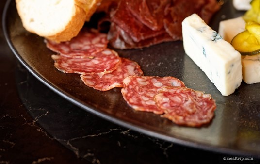 Here's a look at the Calabrese Salami on the Geo-82 charcuterie plate.