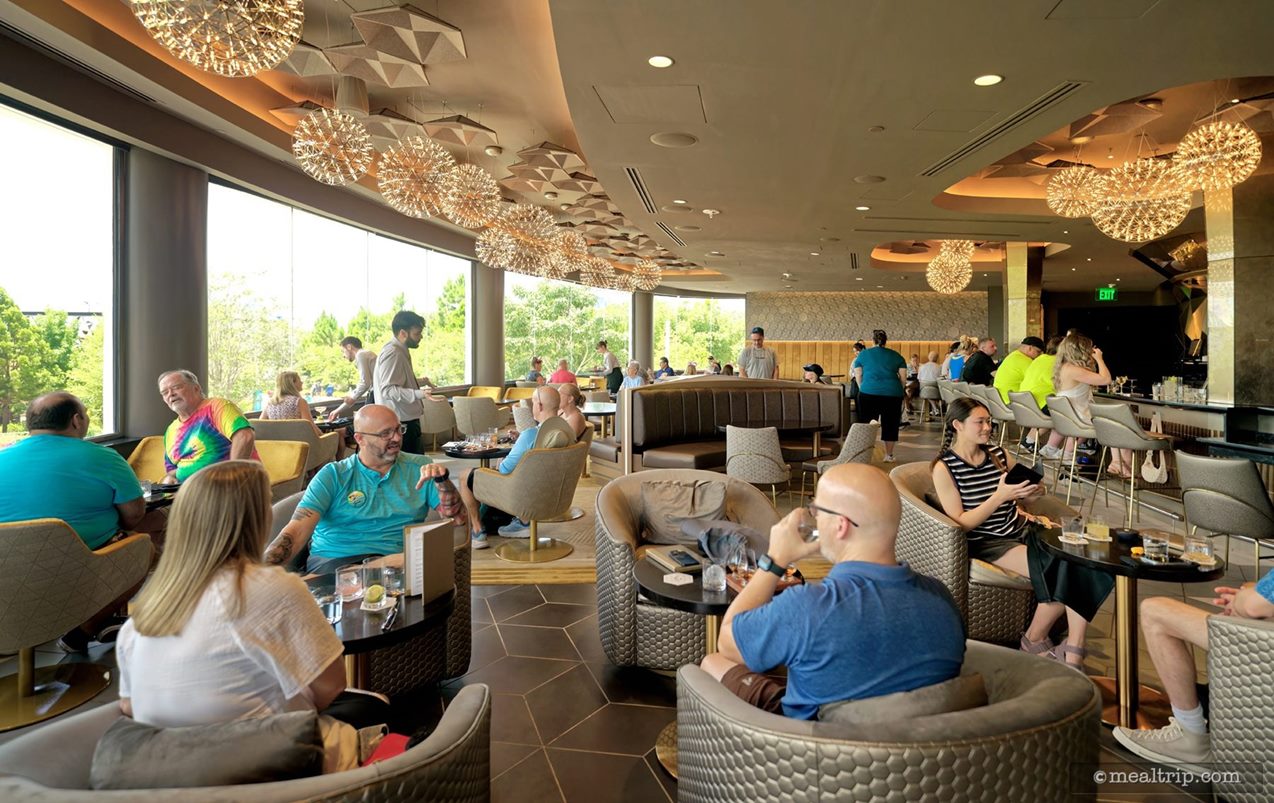 This photo was taken from one of the half-booth tables at the far end of the lounge. It shows the full length of the location.