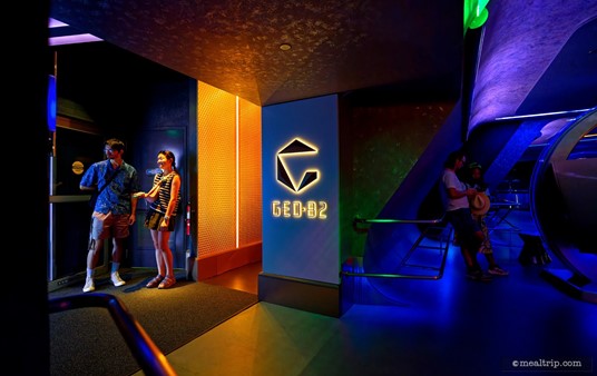 The entrance to Geo-82 can look cool... if you get someone to block the light streaming in from the outside door and then process the photo a little bit.