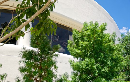Here's a shot of those star burst lights hanging in the Geo-82 Lounge – from the west side of the building.
