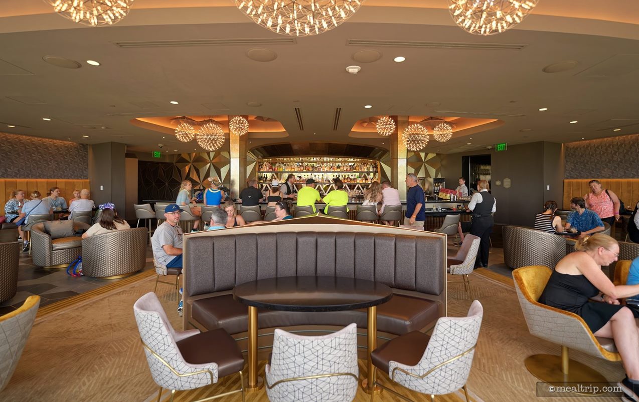 I generally try and stay away from adding editorial to the photo captions, but – in looking at a wide view of the Geo-82 Lounge – there's really very little that screams "Spaceship Earth" to me, in this space. It could be – a lounge on top of any Marriott – in any major city across America.