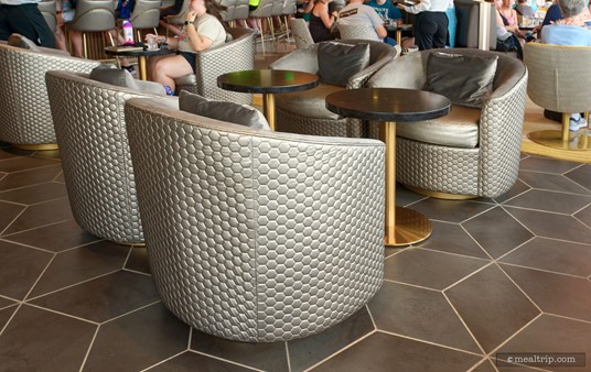 I honestly don't know if these swivel or not. They look like they could – but over the entire time that I was there, I didn't see one preson swivel around – so maybe they don't??? Hard to say.