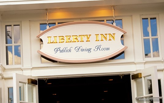 Sign above the north facing entrance to the Liberty Inn.