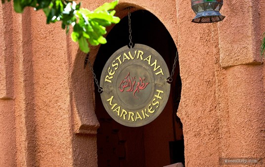 Sign above the entrance to Restaurant Marrakesh.