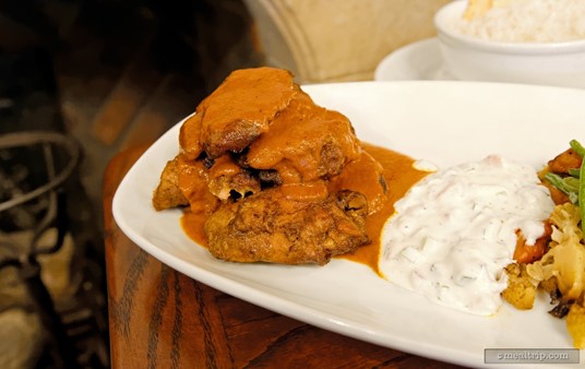 There's pleanty of chicken on the Indian-style Chicken Masala and it pairs very well with the cucumber raita.