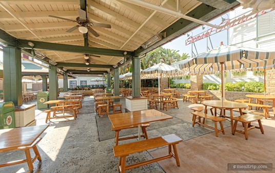 Hollywood Scoops is part of the "Sunset Ranch Market" food court, so all of the seating in this area is available (ice cream melts pretty fast in Florida though... you may not want to walk too far.)