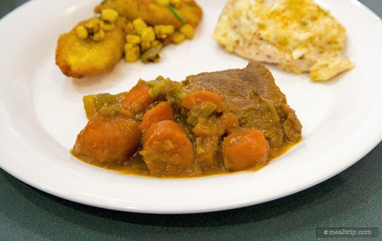 Plated Pot Roast with Carrots from Hollywood and Vine's Lunch buffet.