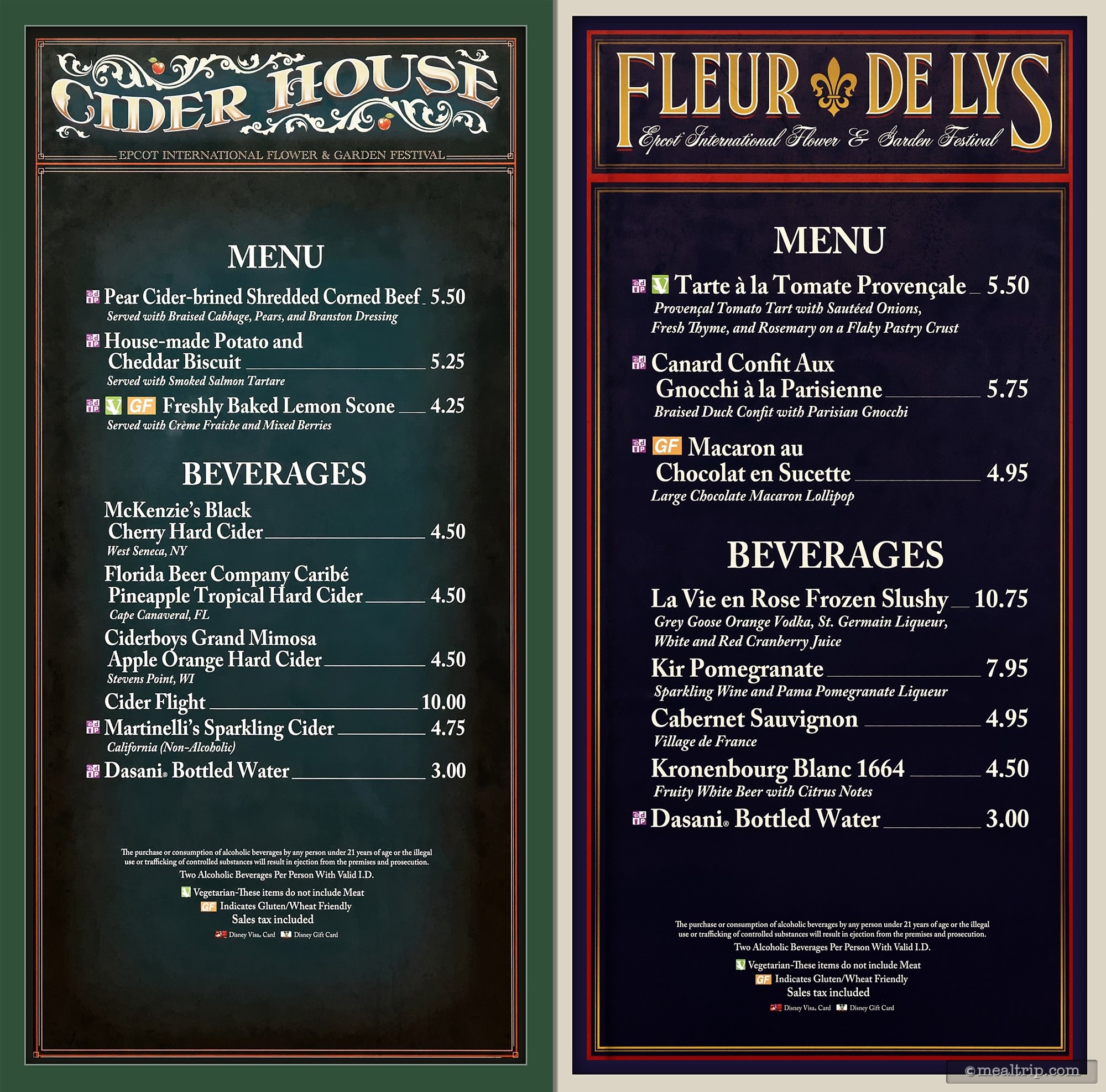 menu boards and prices for 2018 food booths - epcot flower & garden