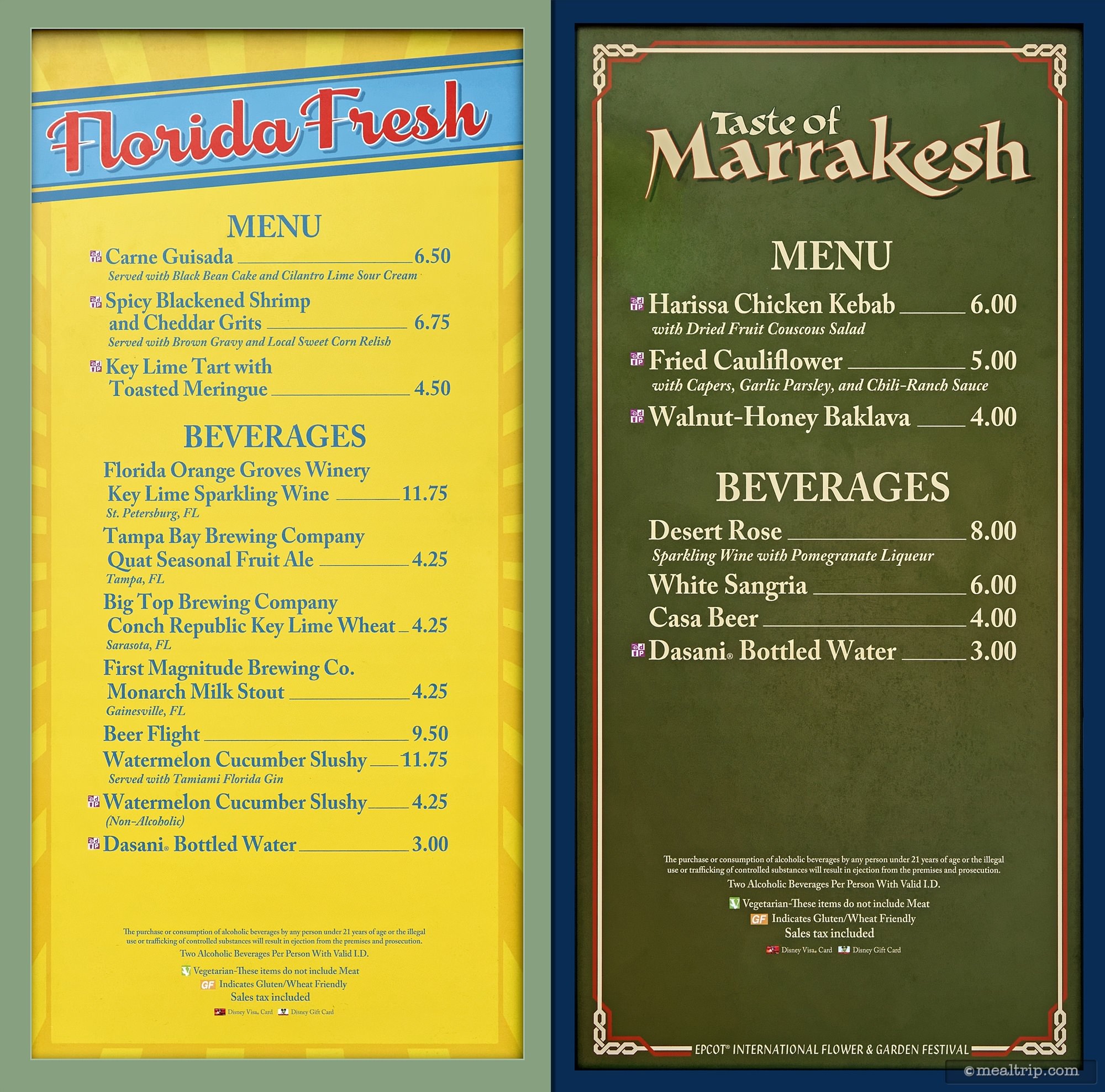 menu boards and prices for 2018 food booths - epcot flower & garden