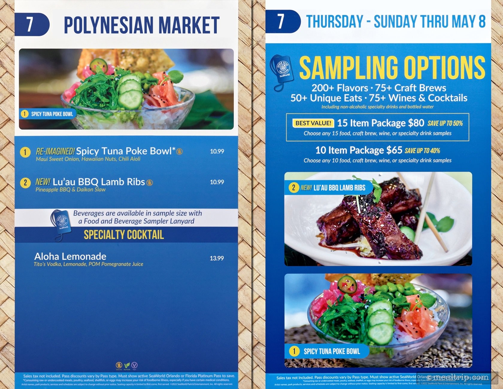 Polynesian Market Menu Boards with Prices