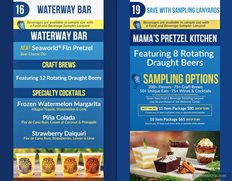Waterway Bar and Mama's Pretzel Kitchen Menu Boards with Prices