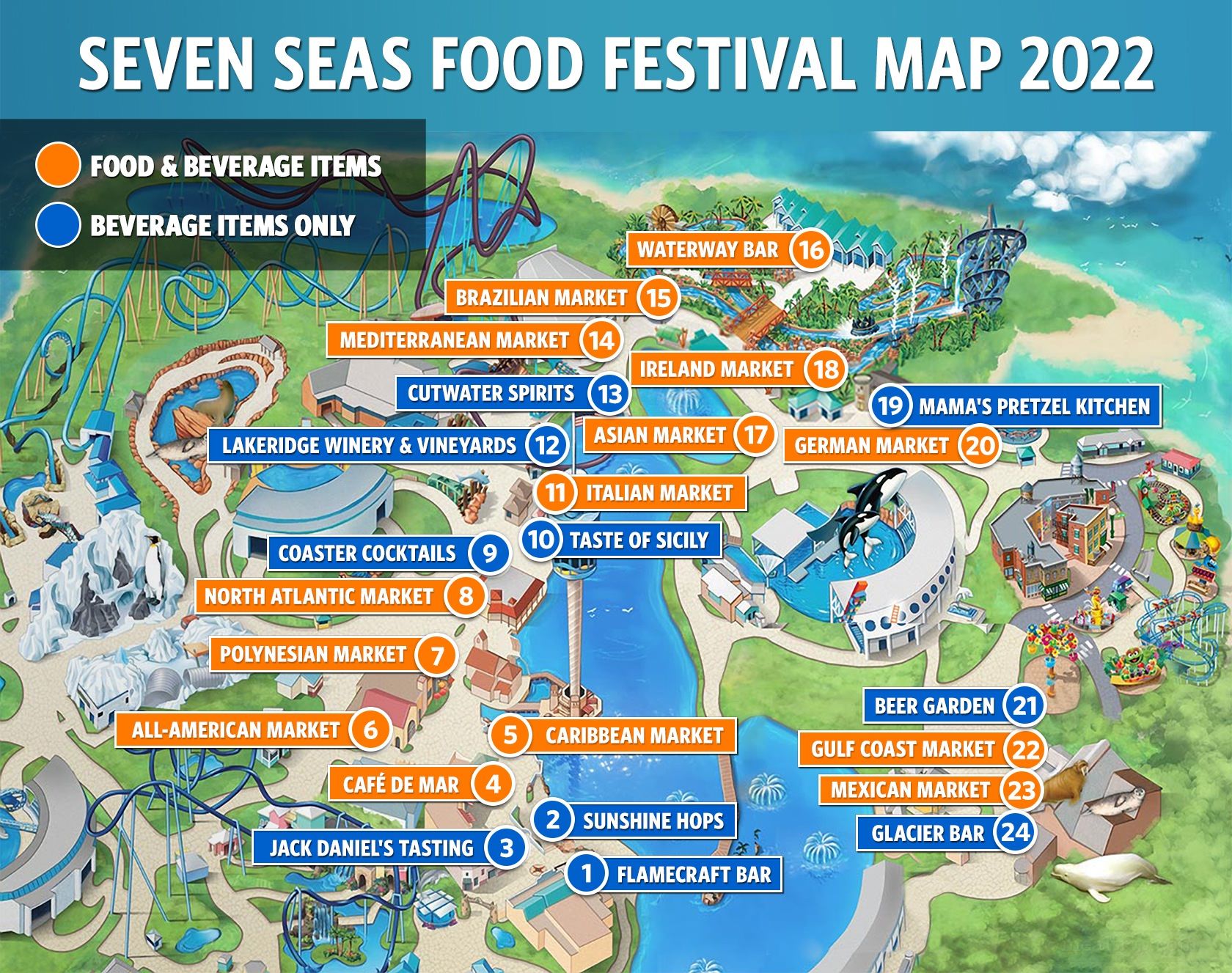 SeaWorld Seven Seas Food Festival Map for 2022