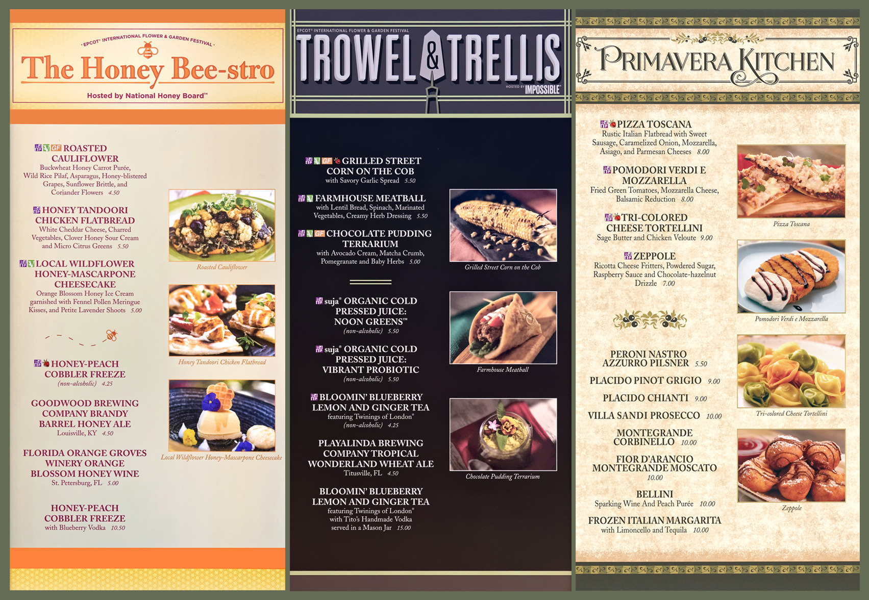 Menu Boards and Prices for the 2019 Epcot International Flower and Garden Festival