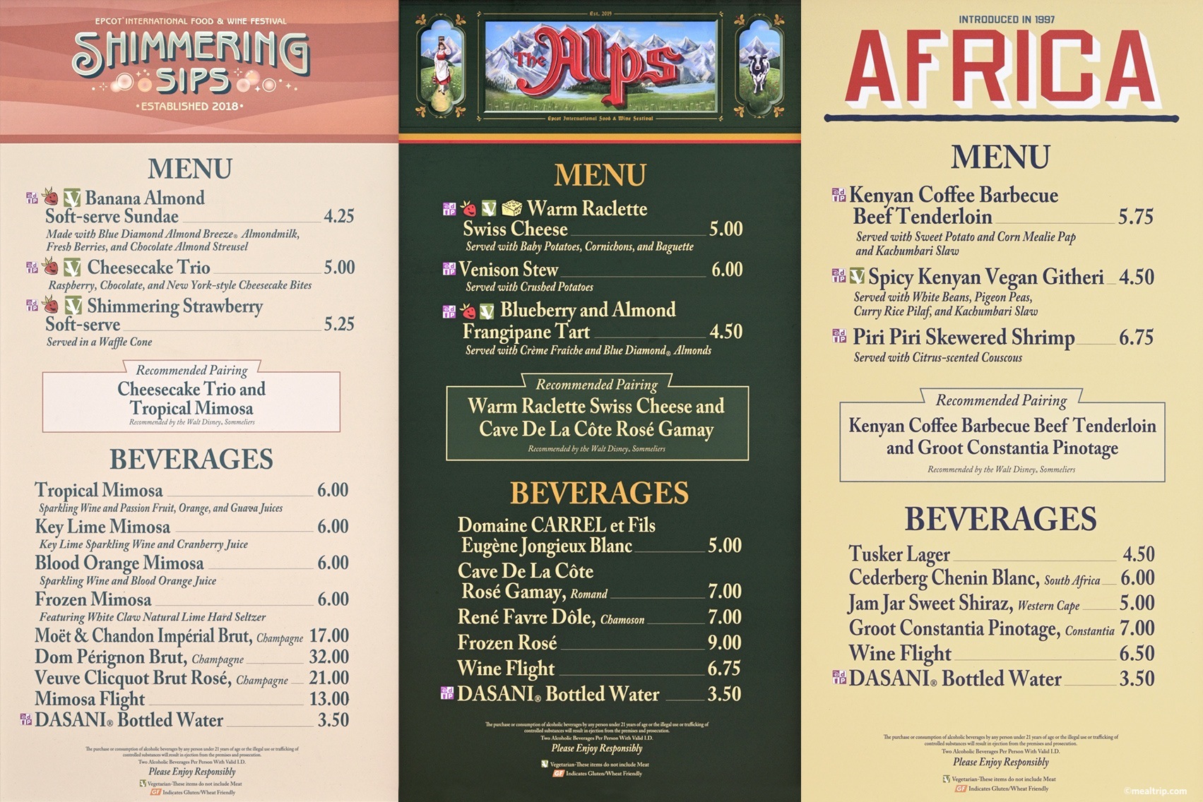 Epcot Food & Wine Menu Boards with Prices and Food Photos for 2019