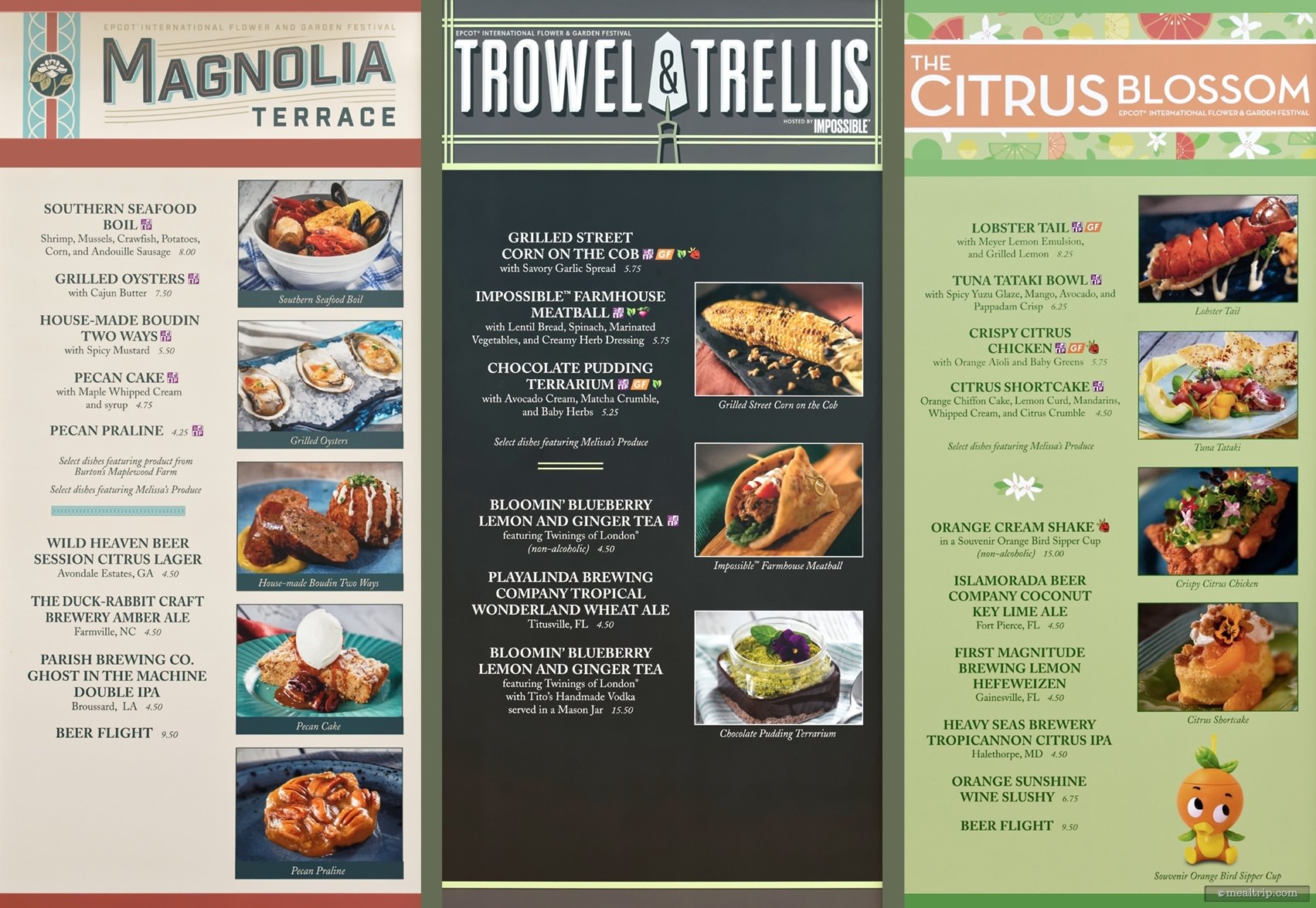 Menu Boards and Prices for the 2020 Epcot International Flower and Garden Festival