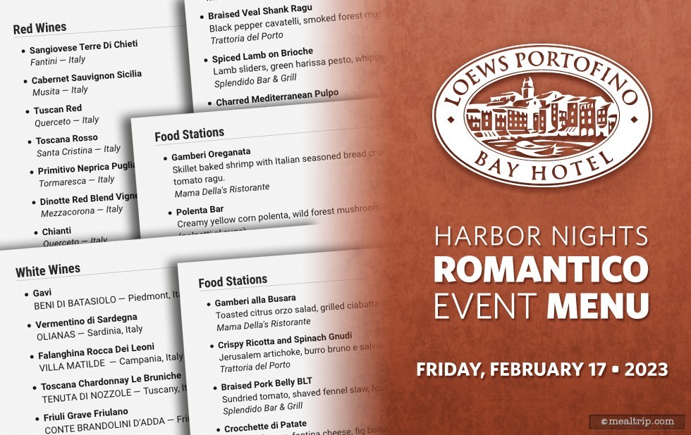 Harbor Nights Romantico 2023 Menu Items and Prices Harbor Nights