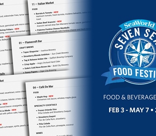 Food and Beverage Menu Items for the 2023 Seven Seas Food Festival at SeaWorld, Orlando