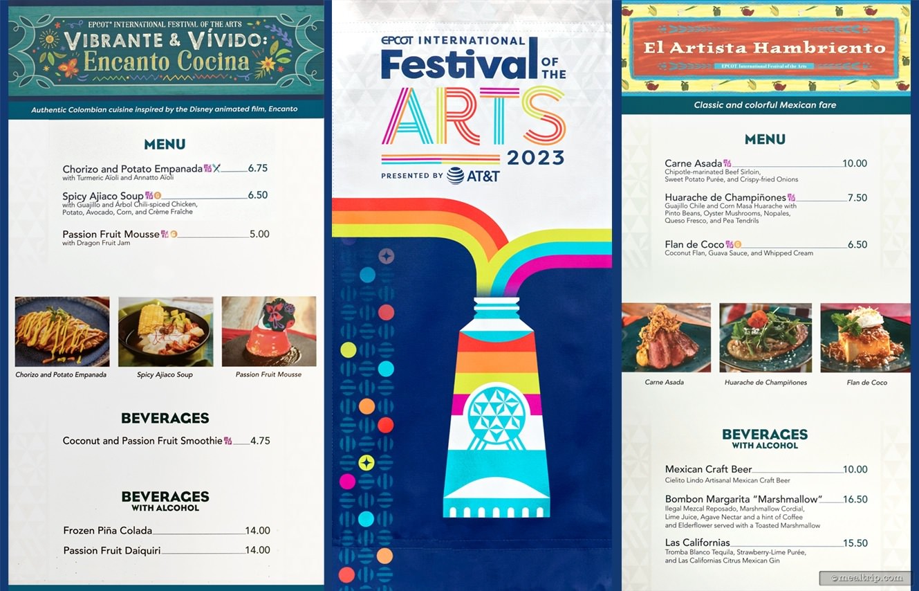 Epcot International Festival of the Arts - Menu Boards and Prices for 2023