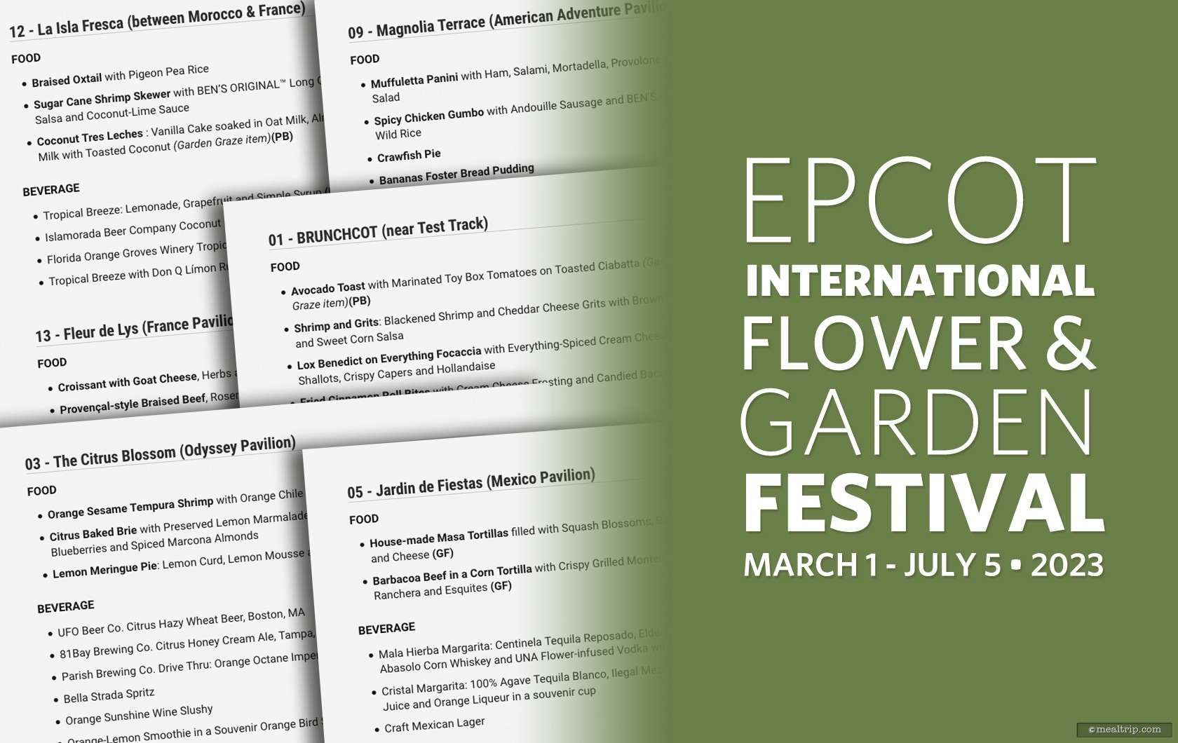 2023 Epcot International Flower & Garden Festival Food Booth Menu Items