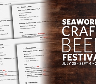 Menu Items for the 2023 Craft Beer Festival at SeaWorld, Orlando