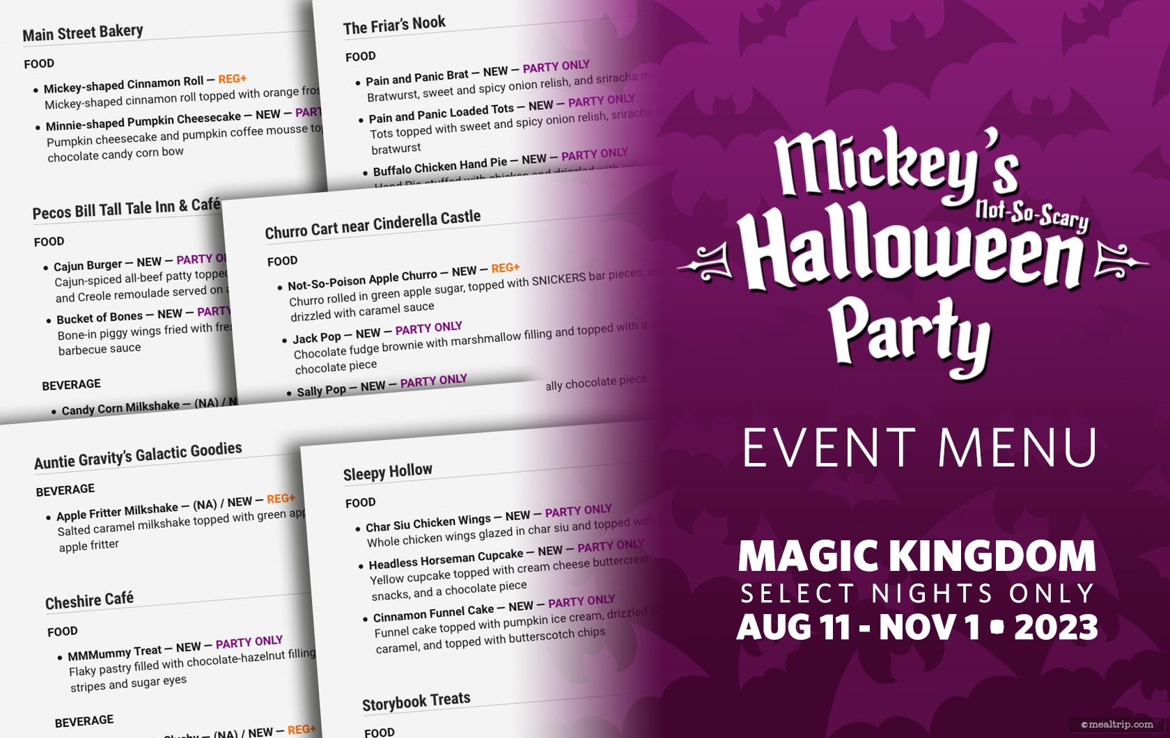 Food & Beverage Menu Items for Mickey's Not So Scary Halloween Party (MNSSHP) 2023