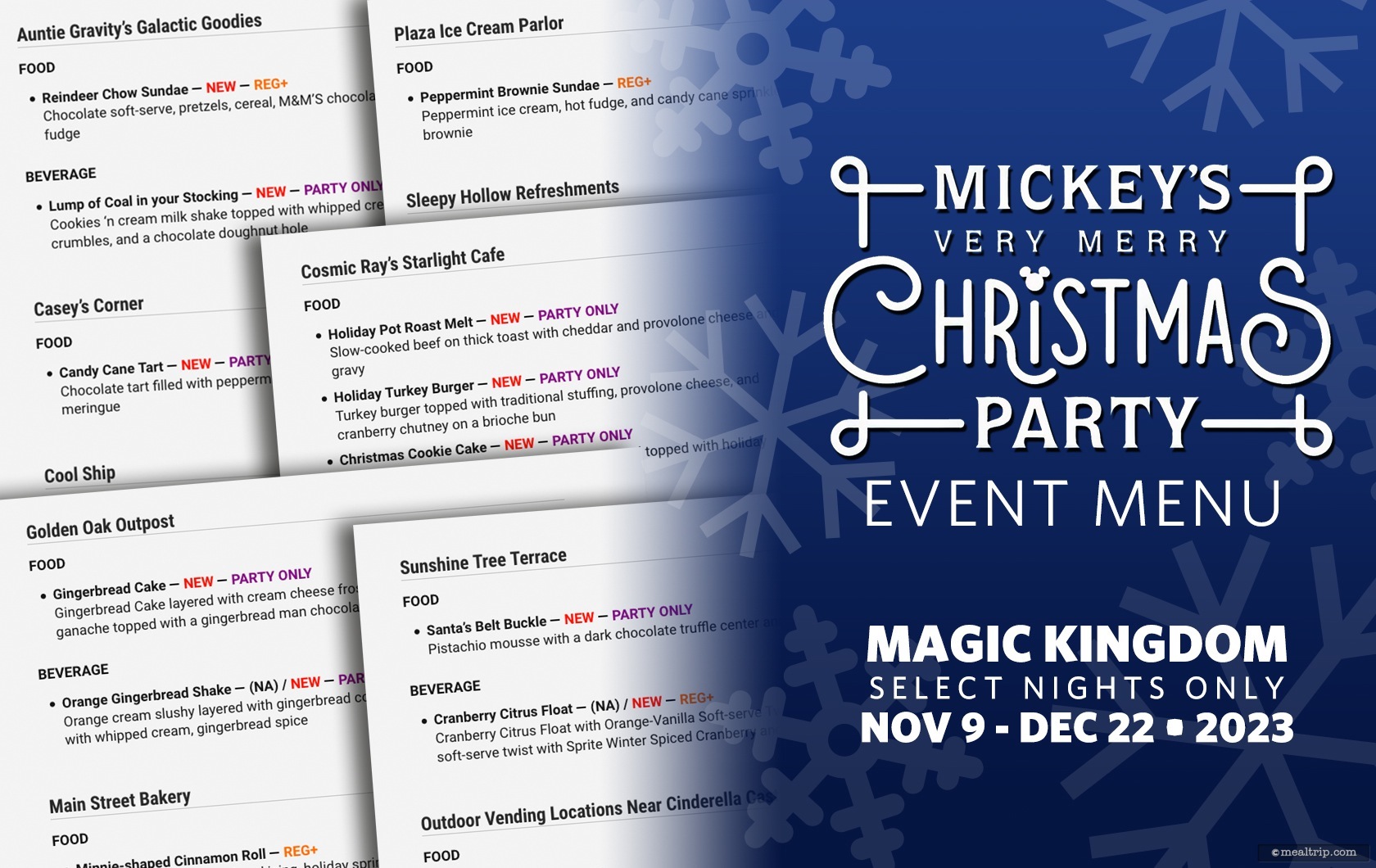 Food & Beverage Menu Items for Mickey's Very Merry Christmas Party (MVMCP) 2023