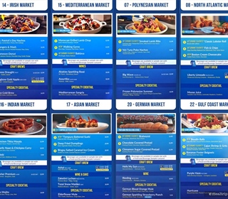 Menu Boards and Prices for the 2024 Seven Seas Food Festival at SeaWorld Orlando