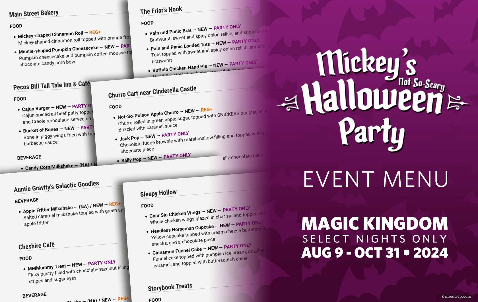 Food & Beverage Menu Items for Mickey's Not So Scary Halloween Party (MNSSHP) 2024