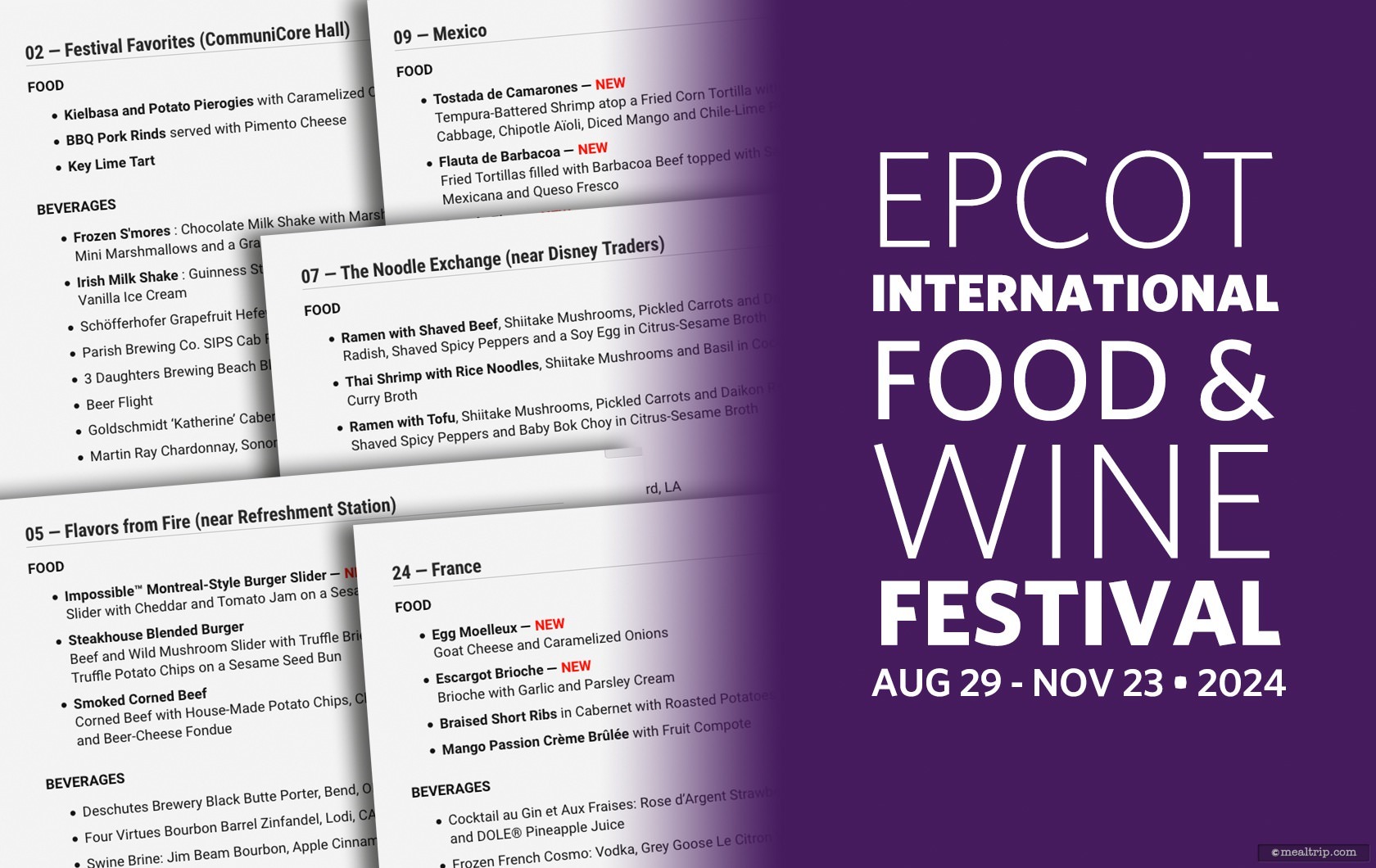 Food Only Menu Items for the 2024 Epcot International Food & Wine Festival (Text List)