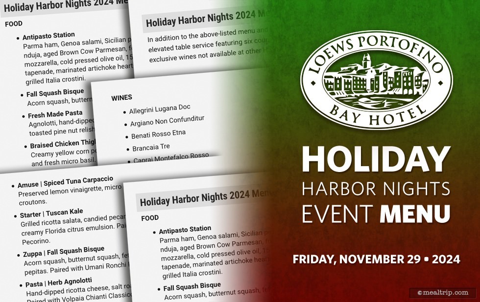 Holiday Harbor Nights 2024 Menu, Wines and Prices