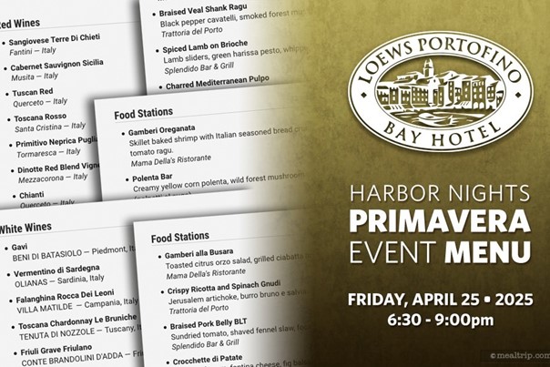 Harbor Nights Primavera – 2025 Menu and Ticket Prices