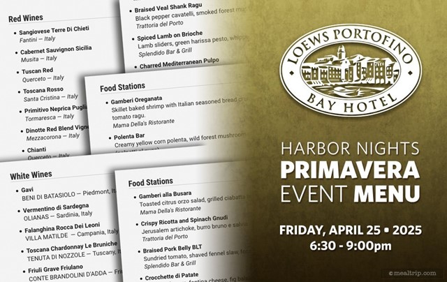 Harbor Nights Primavera – 2025 Menu and Ticket Prices