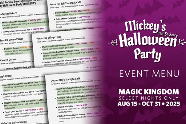 2025 Food & Beverage Menu Items for Mickey's Not So Scary Halloween Party (MNSSHP)
