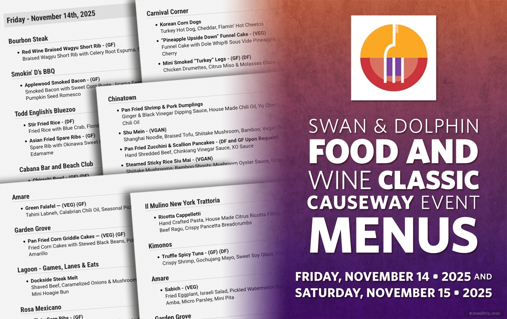The 2025 Swan & Dolphin Food and Wine Classic Menus and Ticket Prices