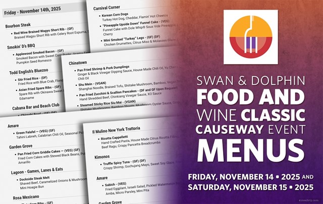 The 2025 Swan & Dolphin Food and Wine Classic Menus and Ticket Prices