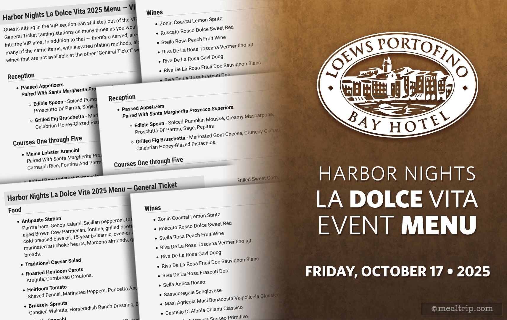 Harbor Nights La Dolce Vita – 2025 Menu and Ticket Prices