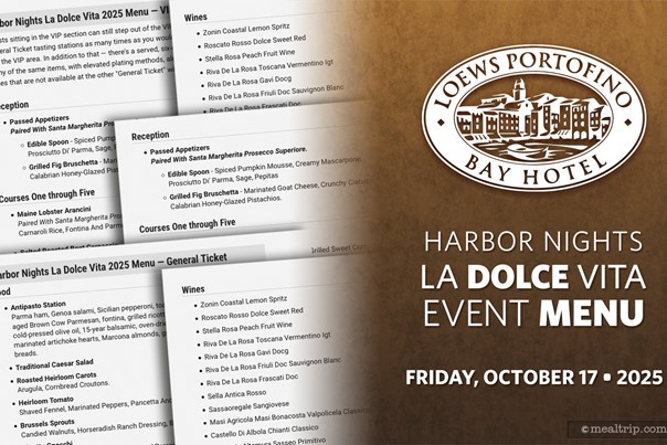 Harbor Nights La Dolce Vita – 2025 Menu and Ticket Prices