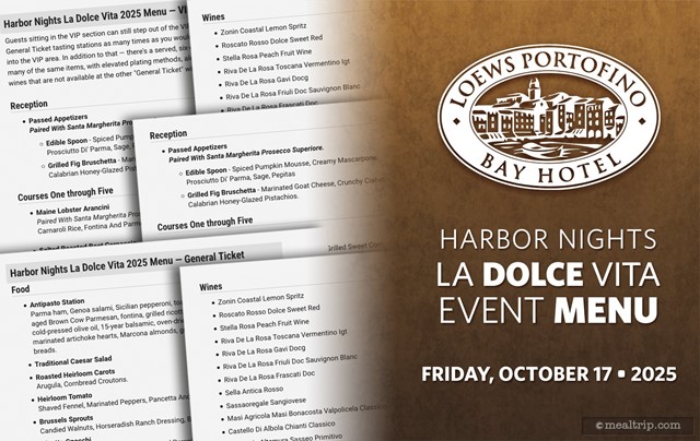 Harbor Nights La Dolce Vita – 2025 Menu and Ticket Prices